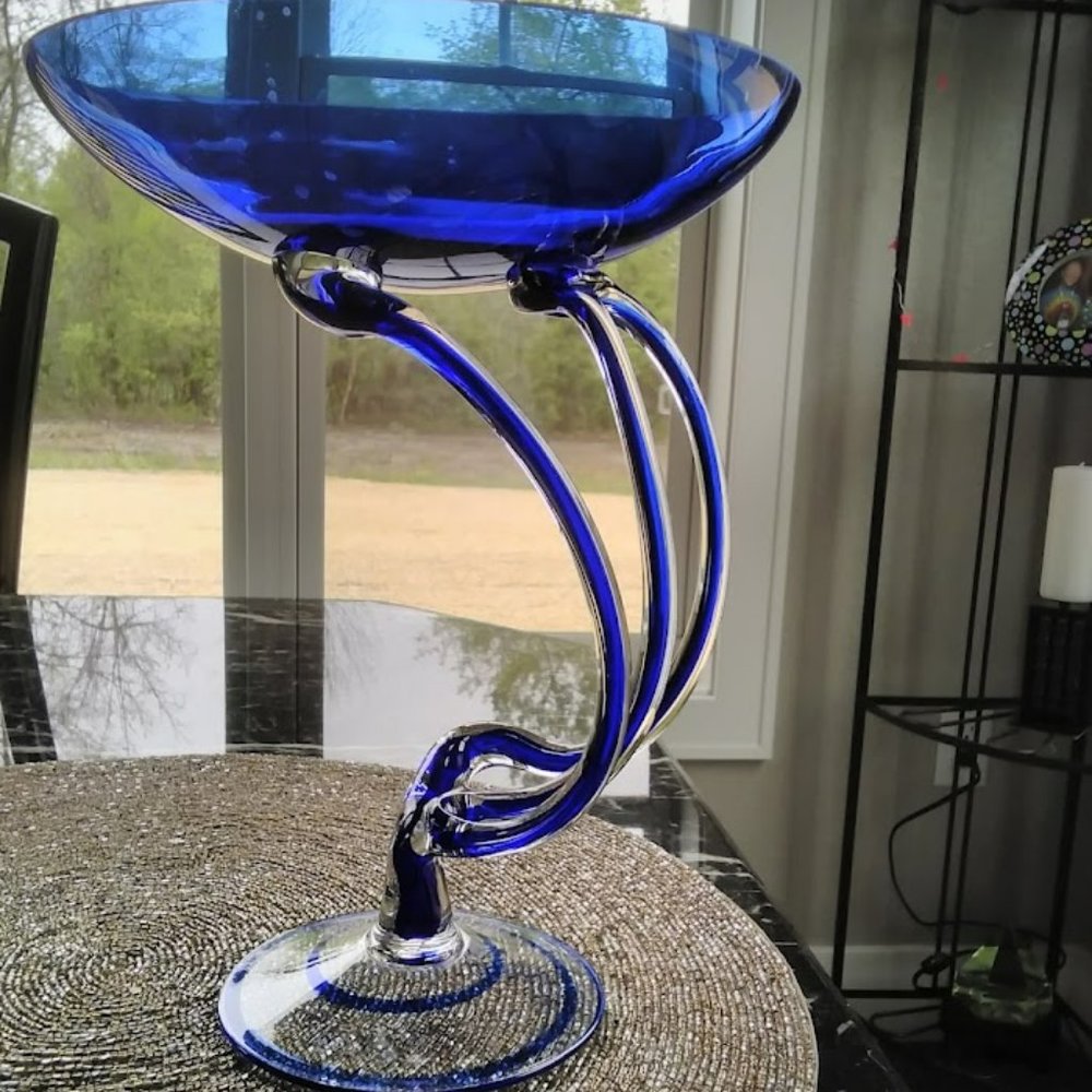JOZEFINA  Vintage Jellyfish Compote Art Glass Bowl